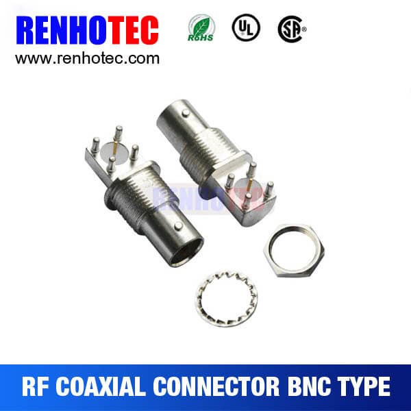 Female RF BNC connector 90 degree PCB Mount